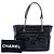 Tote Chanel CC Choco Bar in agnello nero con camelia No 5 - vista 7