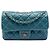 Borsa a tracolla Chanel Quilted Calfskin Plaque Double Flap Blu