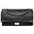 Cambon Borsa a tracolla Chanel Maxi Reissue 2.55 Double Flap in pelle di vitello goffrata nera Nero