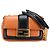 Borsa a spalla Fendi Mini Bicolor Nappa Apolo Chain Baguette Marrone