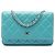 Bolso bandolera Chanel CC acolchado de piel de cordero azul Wallet On Chain