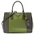 Borsa Prada Galleria Double Zip Medium Bicolor in pelle Saffiano Lux Verde