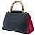 Bamboo Borsa Satchel Gucci Nymphaea Small in pelle di vitello nera con bambù e Web Nero - vista 2