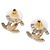 Orecchini Chanel CC placcati oro con strass e chiusura a farfalla D'oro - vista 2