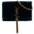 Borsa a tracolla piccola Saint Laurent Kate in velluto blu con monogramma e nappa
