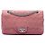 Borsa a tracolla Chanel Medium Classic Double Flap in nappa lavata rosa con catena Bijoux