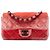 Mini bolsa transversal retangular clássica Chanel Laranja em veludo de aba única