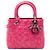 Borsa Lady Dior Medium in pelle d'agnello Cannage rosa con cuciture a contrasto
