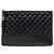 Clutch Chanel Large Gabrielle O Case in vitello invecchiato nero
