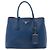 Borsa Double Satchel Prada Medium in pelle Saffiano blu