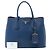 Borsa Double Satchel Prada Medium in pelle Saffiano blu - vista 7