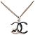 Collana con pendente Chanel CC in ottone e strass argento - vista 3