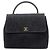Borsa Kelly Chanel CC in denim nero con manico superiore