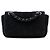 Borsa a tracolla con patta Chanel CC in spugna trapuntata nera Nero