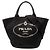 Borsa Tote Satchel Prada in tela Canapa con logo nera Nero