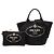 Borsa Tote Satchel Prada in tela Canapa con logo nera Nero - vista 7