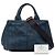 Tote Borsa Satchel Prada Small Denim Canapa Logo Blu - vista 7