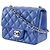 Borsa a tracolla Chanel Mini Square Classic in pelle di agnello blu con patta singola - vista 2