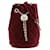 Mini borsa a secchiello Chanel Crush in velluto rosso con cristalli e perle
