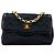 Sac Crossbody Chanel CC en satin matelassé noir avec chaîne Bijoux et rabat unique