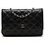 Borsa a tracolla Chanel CC in pelle di agnello matelassé nera Wallet On Chain Nero