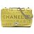 Borsa a tracolla con patta Chanel in pelle di vitello traforata gialla con logo e occhielli Giallo