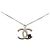 Collana con pendente Chanel CC in cristallo e ottone argentato Argento - vista 2