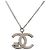 Collana con pendente Chanel CC in cristallo e ottone argentato Argento - vista 3