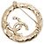 Broche redonda Chanel CC banhada a ouro com strass Dourado - vista 2