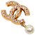 Spilla pendente Chanel CC placcata oro con strass e perle finte D'oro