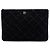 Clutch Chanel Large Quilted Tweed and Lambskin Camellia O Case Nera Nero