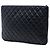 Clutch Chanel Large Quilted Tweed and Lambskin Camellia O Case Nera Nero - vista 2