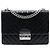 Prada Woven Madras Leder-Schultertasche mit Kette und Klappe in Schwarz