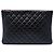 Clutch Chanel Large Quilted Lambskin O Case Nera Nero