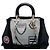 Borsa Satchel D Light in denim nero con patch Dior