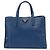 Borsa Tote Satchel Prada Saffiano Soft blu a tre tasche
