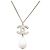 Collana con pendente Chanel CC in ottone e perle sintetiche argento - vista 2