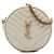 Borsa Camera Round in Vinile Chevron Grain De Poudre Bianca Saint Laurent Bianco