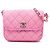 Borsa a tracolla Chanel Small CC Quilted Denim Messenger Flap Rosa