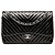 Borsa a tracolla Chanel Jumbo Classic Chevron Patent Double Flap Nera Nero
