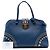Borsa Promenade Prada in pelle Saffiano blu con borchie - vista 6
