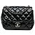 Bolsa Tiracolo Chanel Mini Square Classic em verniz preto com aba única