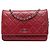 Borsa a tracolla Chanel CC matelassé in pelle d'agnello rossa Wallet on Chain Rosso
