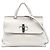 Bamboo Borsa Satchel Daily Gucci Medium in pelle di vitello bianca con bambù Bianco