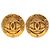 Orecchini a clip rotondi placcati oro Chanel CC Gold D'oro