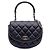 Black Chanel CC gesteppte Lammleder Half Moon Top Handle Flap Satchel Schwarz