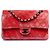 Chanel Medium Classic Double Flap Schultertasche aus rotem Samt