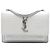 Bolsa Tiracolo Sunset Mini Wallet on Chain em couro com relevo de crocodilo cinza com monograma Saint Laurent