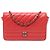 Borsa a tracolla Chanel Diagonal Wallet On Chain in pelle di capra matelassé rossa Rosso