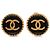 Orecchini a clip rotondi Chanel CC placcati in oro e smalto D'oro